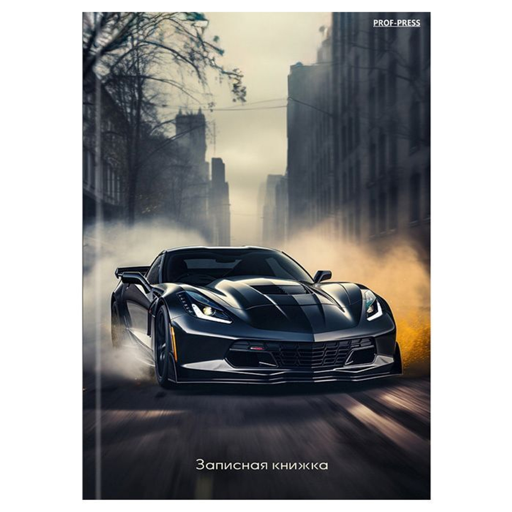 Блокнот А6 7БЦ 48л "Спортивный автомобиль в городе - 1" клетка, глянц.лам., лен