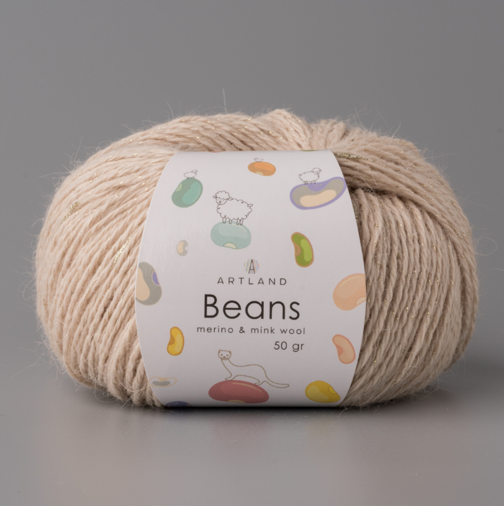 Пряжа &quot;Beans&quot;, 5% шёлк, 20% мериносовая шерсть, 30% нейлон, 45% норка, 50гр-240м, (1уп=5шт), бежевый
