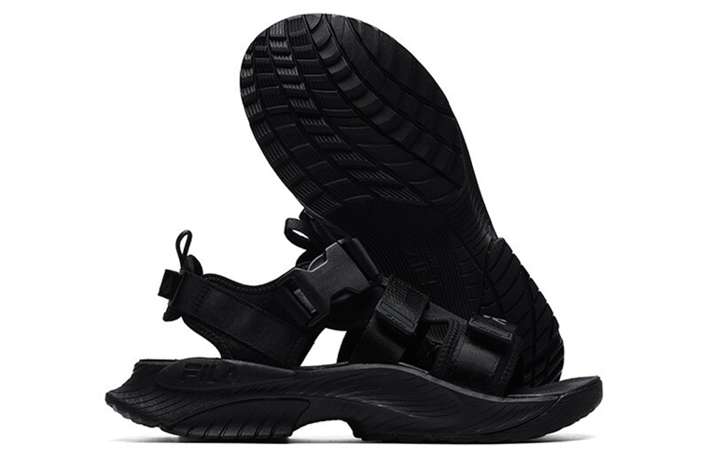 FILA Athletics Velcro open-toed flat-heeled sports sandals men's black