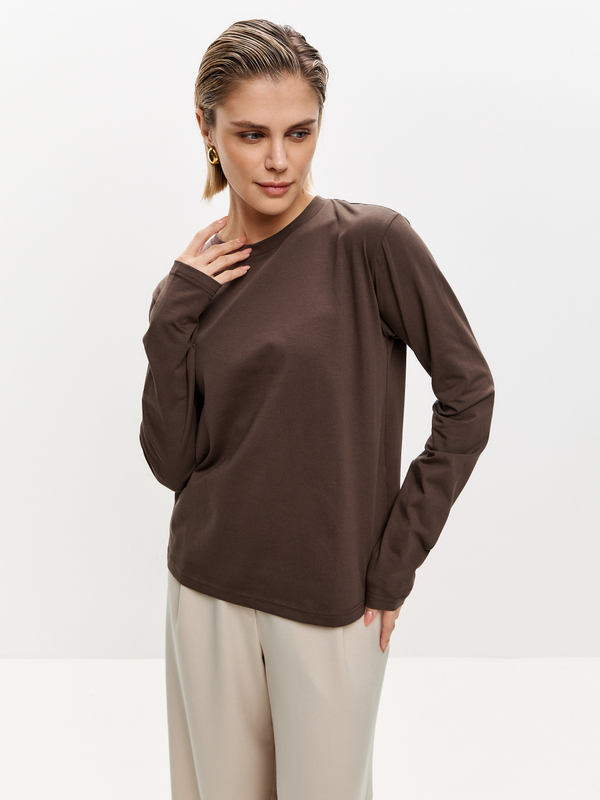 Лонгслив свободного кроя в цвете шоколад