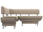 Диван кухонный угловой Альфа левый угол, Бежевый, Велюр, 116684L