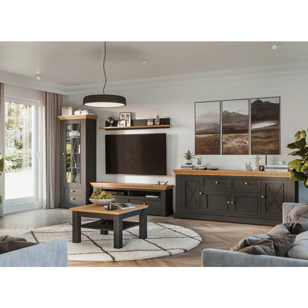 Комод «Форест» 4 двери 2 ящика серый 7012/бейц-масло