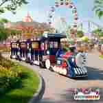 Детский поезд безресльсовый «Синий жужжик», 3 вагона, 19 мест, для ТРЦ