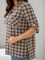 Блузка БЛ-131/клетка-бежевосиняя