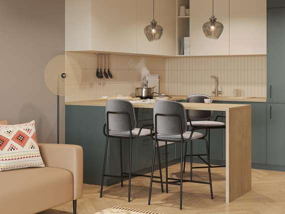 Стул полубарный ror, 2 frame, велюр, черный/серый