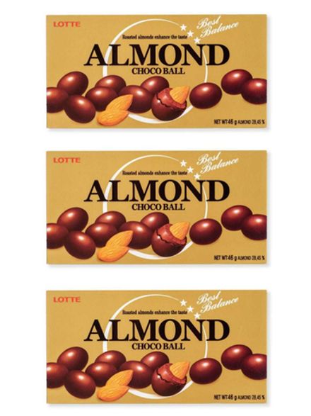 Миндаль в шоколаде Lotte Almond choco balls 46 г, 3 шт