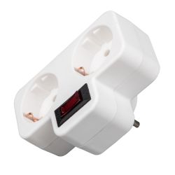 S-GES2-16PB WHITE Разветвитель сетевой с выключателем. с-з. 2 гнезда. 16А. 3500Вт. Белый. ТМ Uniel