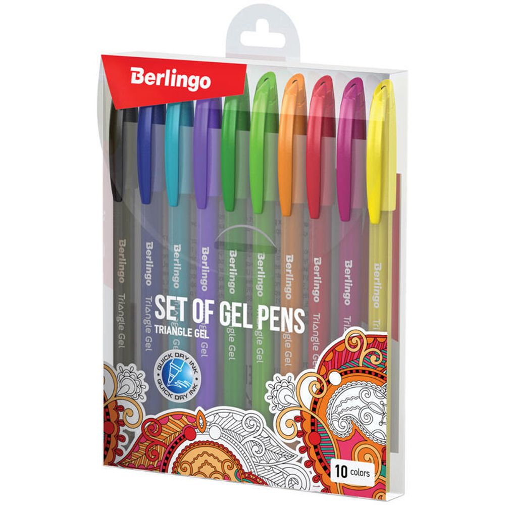 Набор гелевых ручек 10цв. Berlingo Triangle Gel, 0.5мм, корпус ассорти