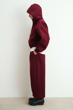 Худи на молнии укороченная с начесом, бордо