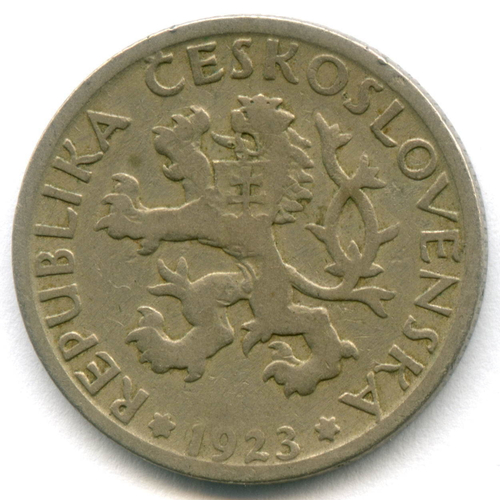 1 крона 1923 г. Чехословакия F-VF