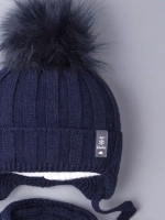 Шапка детская зимняя с помпоном и шарф