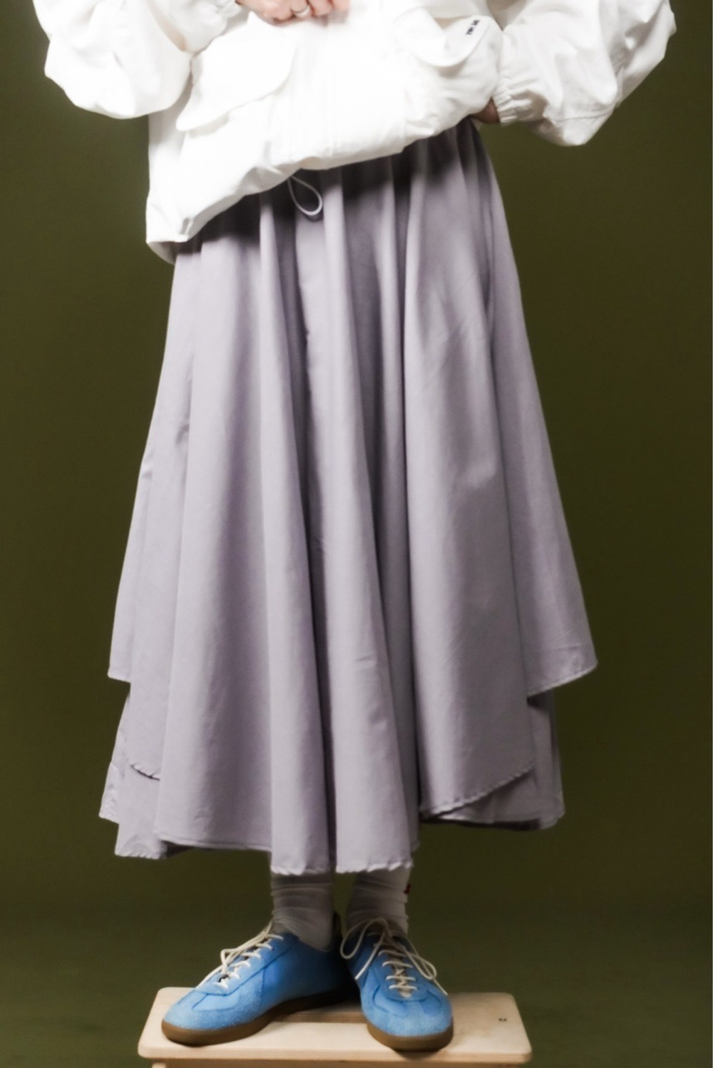 Юбка асимметричная двухслойная, светло-серая