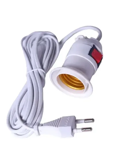 Патрон подвесной е27 с выключателем и шнуром 3 м, патрон для лампы с выключателем для рассады и фитолампы.