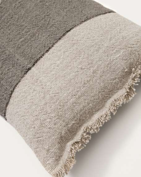 Чехол для подушки Lorin из льна зелёного цвета с бахромой 30 x 50 см