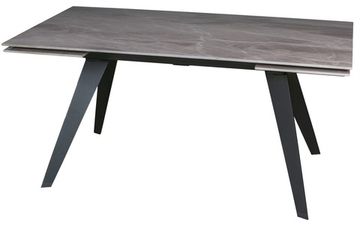 Стол "РЕЙН" 160-240, керамика Italian Light Grey глянцевый, опоры черный муар