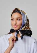 Шелковый платок KERUEN BEIGE/BLUE 70×70
