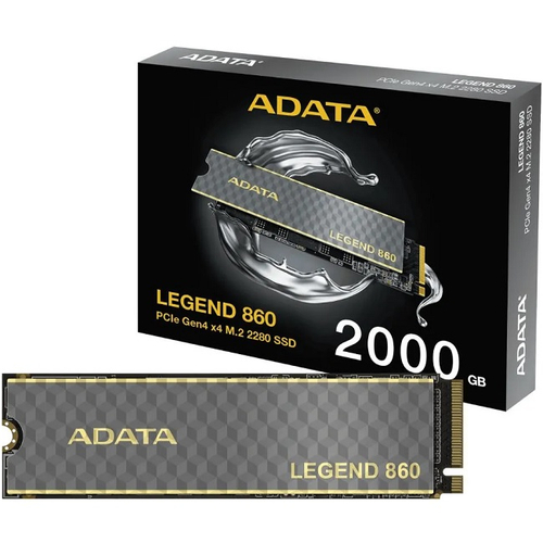 Жесткий диск SSD M.2 2Tb ADATA Legend 860, 6000/5000MBs, 450000 IOPS, TLC 3D NAND, 2280, PCI-E 4.0 x4 (SLEG-860-2000GCS)
