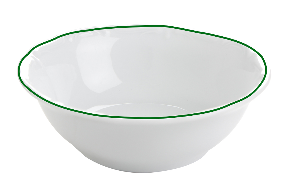 Салатник 15 см, кант зелёный