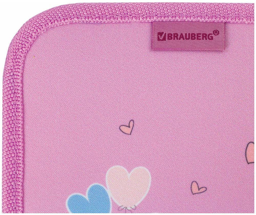 Пенал BRAUBERG, 1 отделение, 2 откидные планки, ткань, 20х14 см, "Glam Girl", 229287