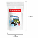 Салфетки для экранов всех типов и пластика (запасной блок) BRAUBERG пакет 100 шт. влажные (5 штук в упаковке)