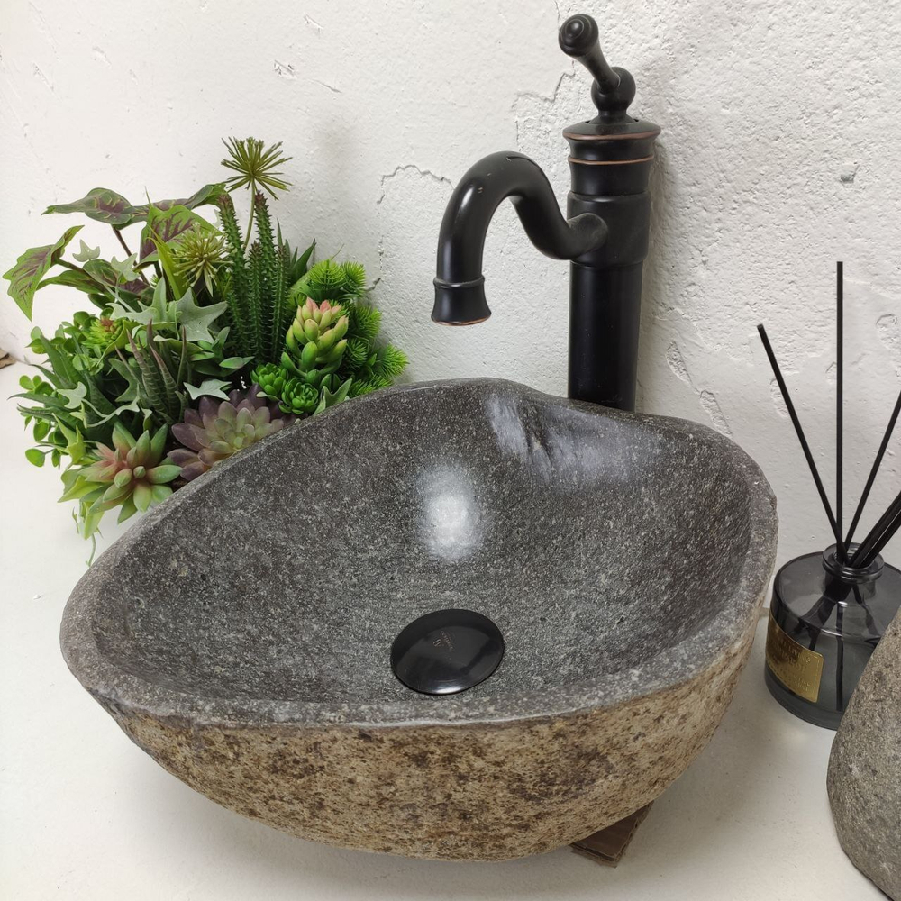 Раковина из речного камня RS61452 (32*32*15)