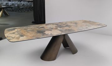 Стол CALDERON 180 TL-137 матовый, испанская керамика / брашированный каркас, цвет медный