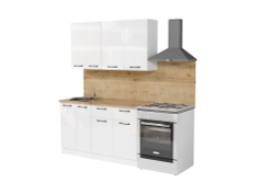Кухонный гарнитур Жасмин экстра 1 3000мм (Белый глянец/Белый, Дуб бунратти)