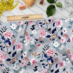 Ткань таффета роскошные розовые цветы