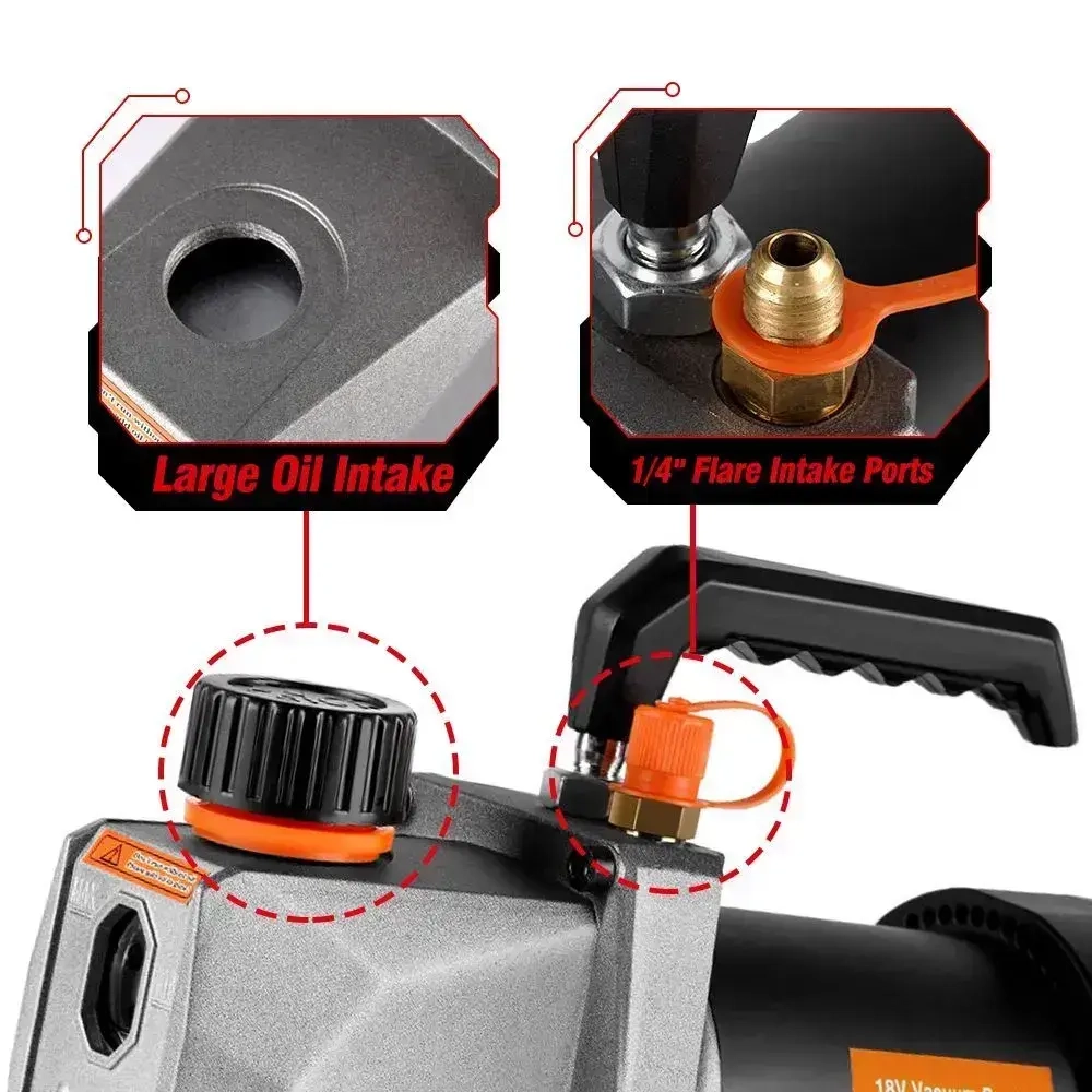 Вакуумный насос для хладагента ONEVAN мощностью 1/2 л.с. 7 CFM с 1/4 воздухозаборником для аккумулятора18 В(Без акб)