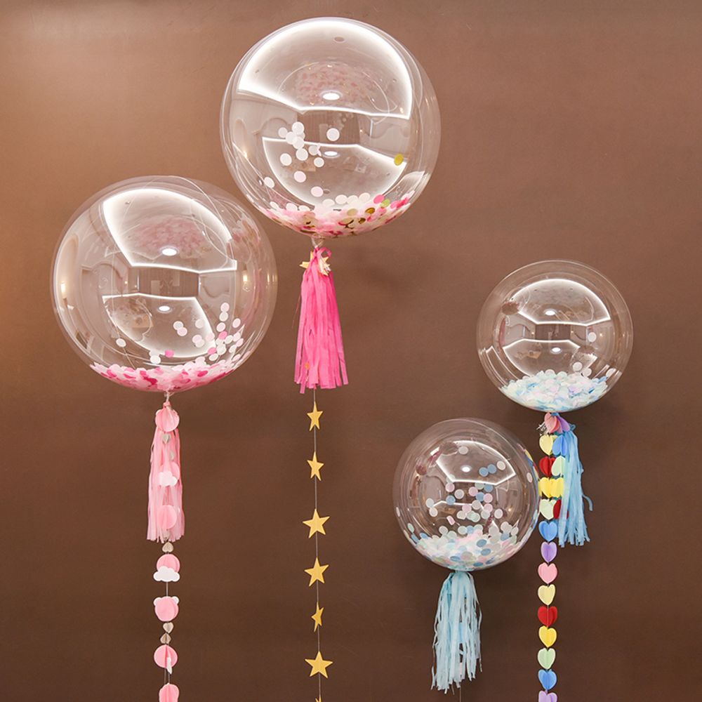 Шар (36''/91 см) Deco Bubble (синяя упаковка), Прозрачный, Кристалл, 1 шт.