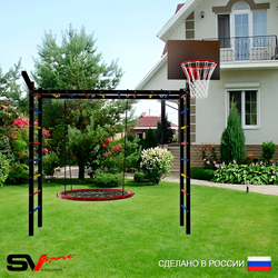 Уличная шведская стенка Sv Sport рукоход У5021.1К (Гнездо 100см/Щит баскет/Кронш бокс)
