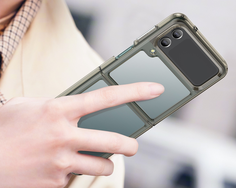 Двухкомпонентный чехол с мягкими серыми рамками для Samsung Galaxy Z Flip 4