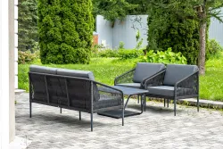 "Канны" лаунж-зона 4-местная плетеная из роупа (веревки), цвет темно-серый