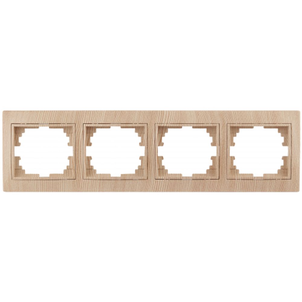 Рамка для розеток и выключателей Intro Plano 1-504-11 на 4 поста горизонтальная, СУ, сосна