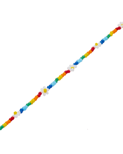 Колье-бисер, радуга, цветы