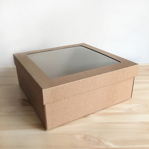 Коробка с окном 30 х 30 х 12 см, бурая