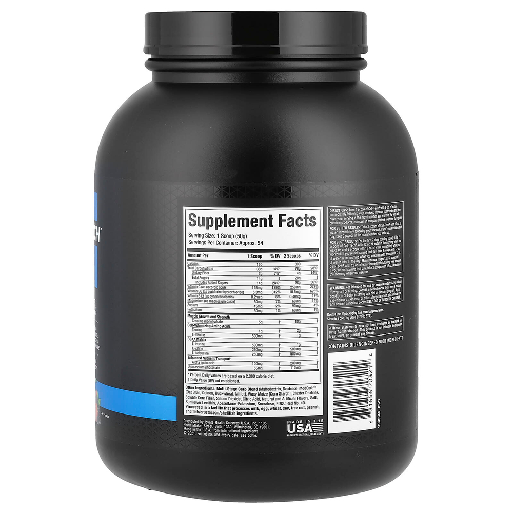 MuscleTech, Performance Series, CELL-TECH, самая мощная формула с креатином, со вкусом фруктового пунша, 2,72 кг (6 фунтов)