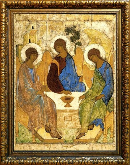 Святая Троица - копия иконы Андрея Рублева на холсте.