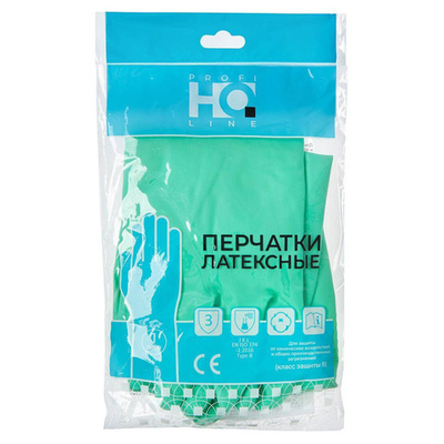 Перчатки латексные 55г HQ Profiline размер L зеленые 1/50