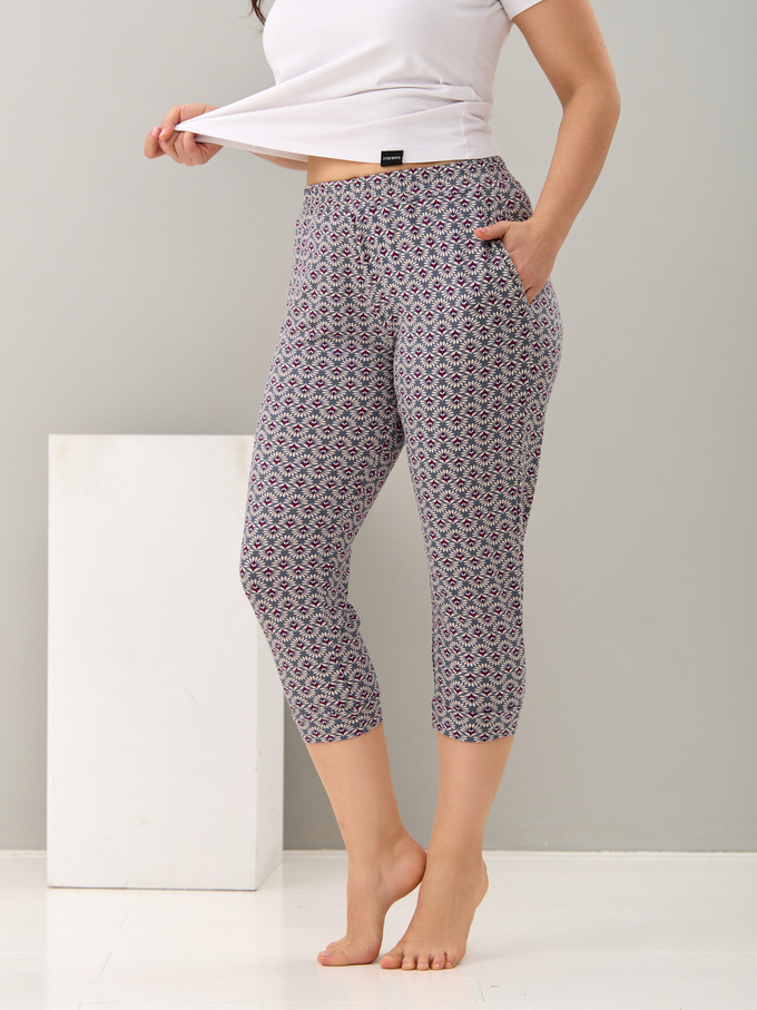 Бриджи Дв-202/серый-цветочныйорнамент