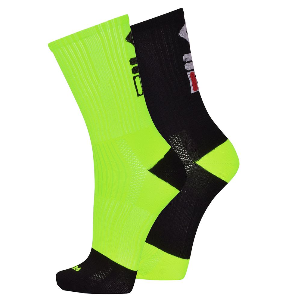 Теннисные носки Fila Running Socks 2P - black/green fluo