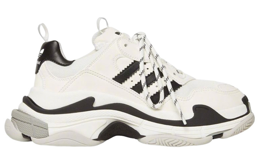 Adidas originals x Balenciaga Balenciaga Triple S leather shock absorption non-slip wear-resistant low-top daddy shoes men's white