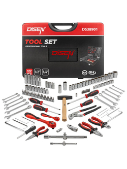 Набор инструментов 122 пр. 1/4'',1/2''(6гр.)(4-32мм) DISEN DS38901