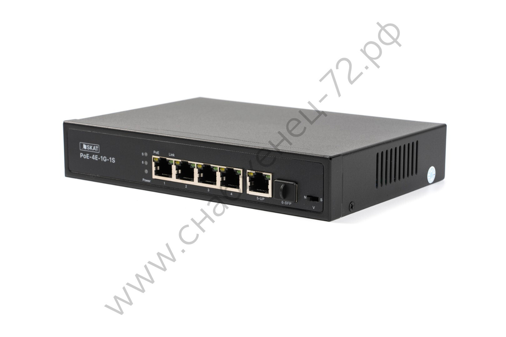SKAT PoE-4E-1G-1S коммутатор PoE Plus, мощность 80Вт, порты: 4-Ethernet, 1-Uplink, 1-SFP