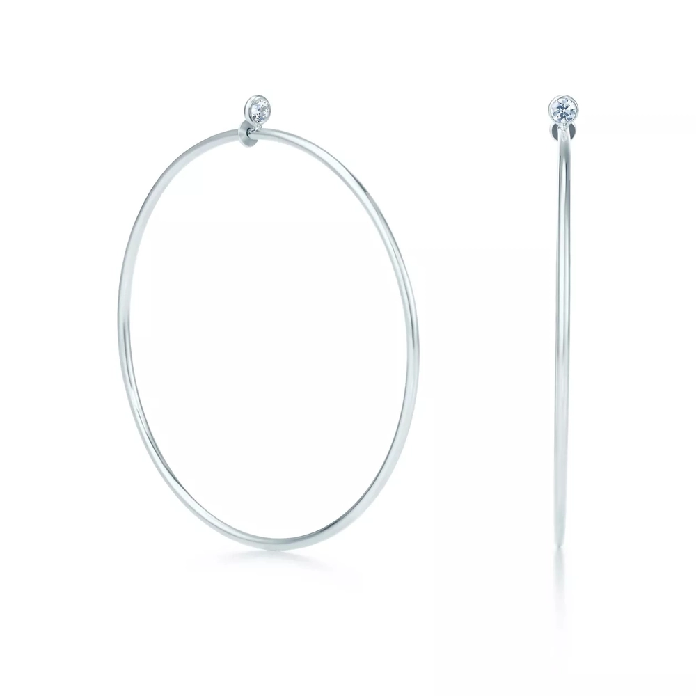 Серьги - кольца из серебра с бриллиантами, Tiffany 💎