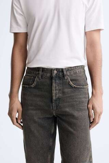 ZARA ДЖИНСЫ CROPPED SLIM, УГОЛЬНЫЙ