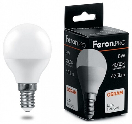 Лампа светодиодная Feron LB-1406 E14 6Вт 4000K 38066
