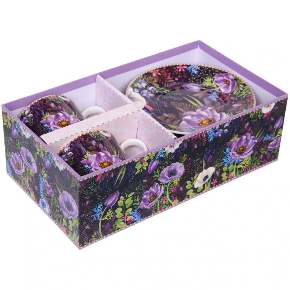 Чайный набор 4 предмета «Цветочный сад» (2 кружи 230мл+2 блюдца)