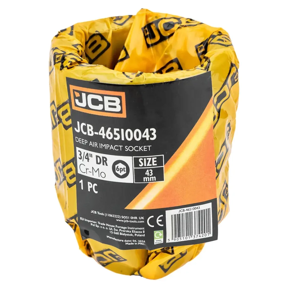 Головка ударная глубокая 43мм (6гр.), 3/4'' JCB JCB-46510043