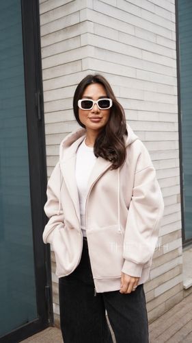 Худи на молнии в цвете пудра